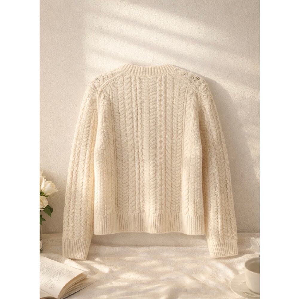 Doen Marilene wool blend cardigan ivory M - Picture 5 of 9